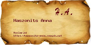 Haszonits Anna névjegykártya