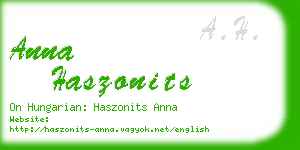 anna haszonits business card